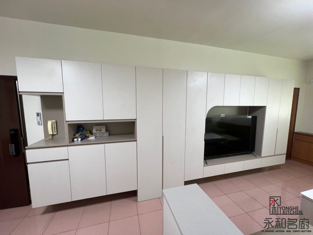 玄關櫃+鞋櫃+電視櫃 (A727BS奶茶拿鐵、JM322灰織紗)