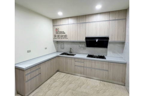 L型系統廚具 (人造石檯面AA625、耐火板V2351C)